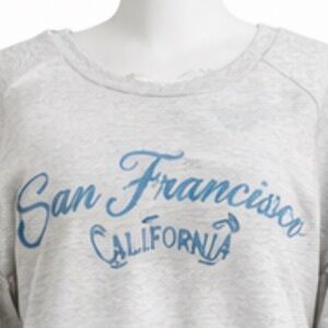 Gray cropped crewneck with Blue Print